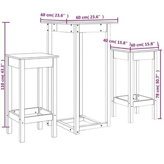 3-delige Barset massief grenenhout 11