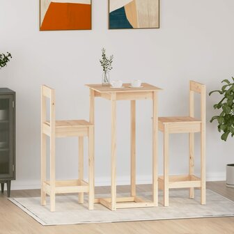 3-delige Barset massief grenenhout 1