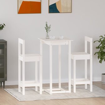 3-delige Barset massief grenenhout wit 1