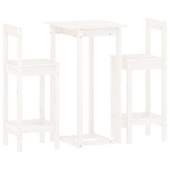 3-delige Barset massief grenenhout wit 2