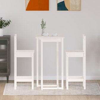 3-delige Barset massief grenenhout wit 3