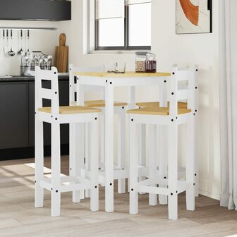 5-delige Barset massief grenenhout wit 1