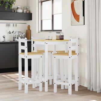 5-delige Barset massief grenenhout wit 3