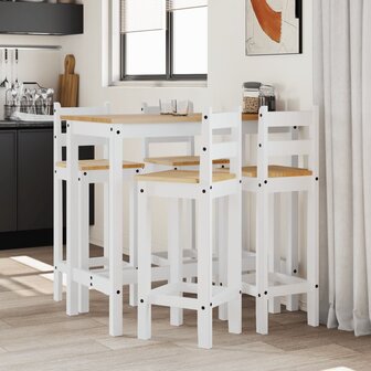 5-delige Barset massief grenenhout wit 1
