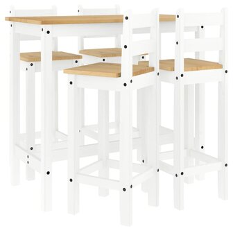 5-delige Barset massief grenenhout wit 2