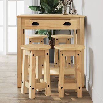 5-delige Barset massief grenenhout 1