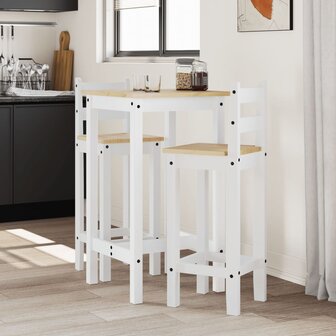 3-delige Barset massief grenenhout wit 1