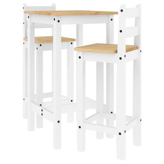3-delige Barset massief grenenhout wit 2