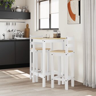 3-delige Barset massief grenenhout wit 3