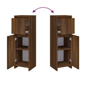 Badkamerkast 30x30x95 cm bewerkt hout bruin eikenkleur 6