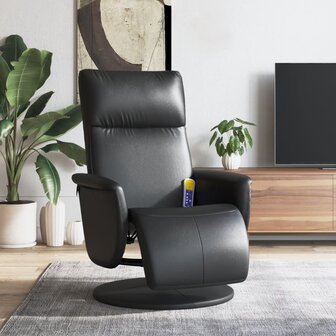 Massagestoel verstelbaar met voetensteun kunstleer zwart 1