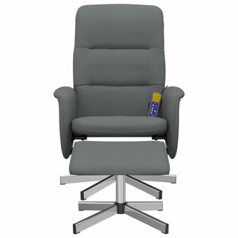 Massagestoel verstelbaar met voetenbank stof donkergrijs 3