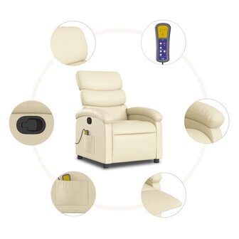 Massagestoel verstelbaar kunstleer cr&egrave;me 8