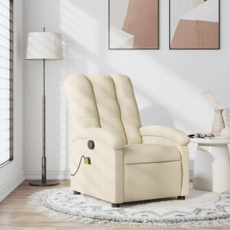 Massagestoel verstelbaar stof cr&egrave;mekleurig 1
