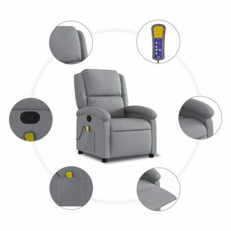 Massagestoel verstelbaar stof lichtgrijs 8