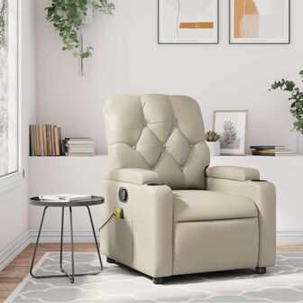 Massagestoel verstelbaar kunstleer cr&egrave;me 1