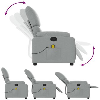 Massagestoel verstelbaar stof lichtgrijs 7