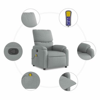 Massagestoel verstelbaar stof lichtgrijs 8