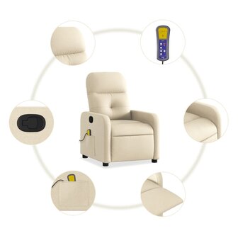 Massagestoel verstelbaar stof cr&egrave;mekleurig 6