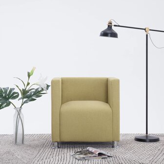 Fauteuil kubus stof groen 1
