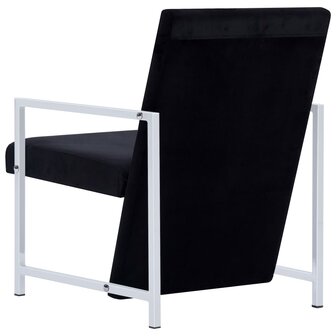 Fauteuil met chromen poten fluweel zwart 5