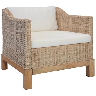 Fauteuil met kussens natuurlijk rattan 1