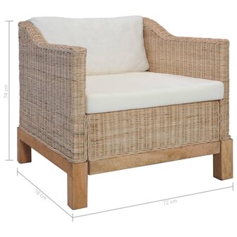 Fauteuil met kussens natuurlijk rattan 8