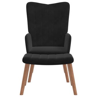 Relaxstoel met voetenbank fluweel zwart 3