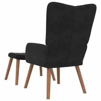 Relaxstoel met voetenbank fluweel zwart 5