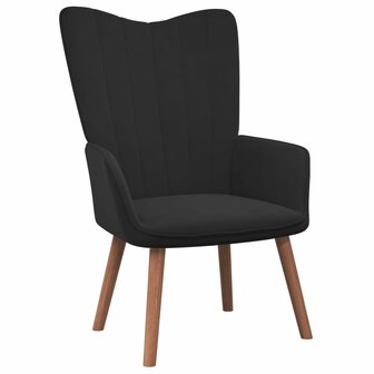 Relaxstoel met voetenbank fluweel zwart 6
