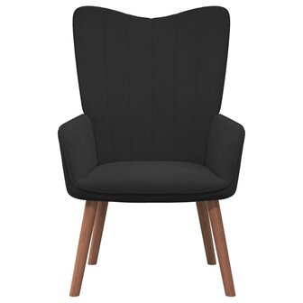 Relaxstoel met voetenbank fluweel zwart 7