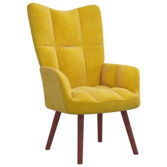 Relaxstoel fluweel mosterdgeel 1