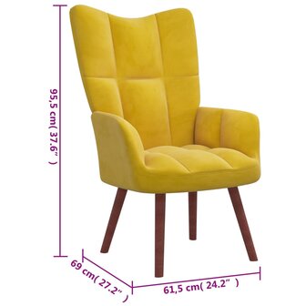 Relaxstoel fluweel mosterdgeel 7