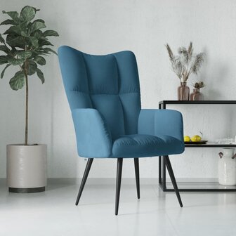 Relaxstoel fluweel blauw 2
