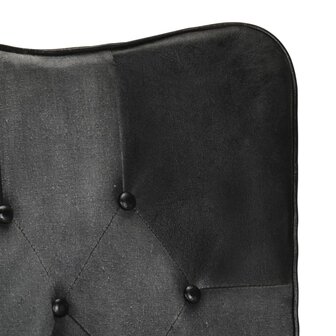 Fauteuil echt leer zwart en grijs 6