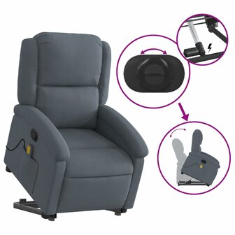 Sta-op-massagestoel verstelbaar fluweel donkergrijs 6