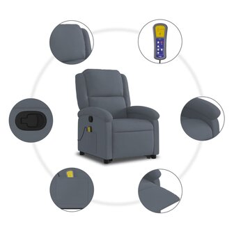 Sta-op-massagestoel verstelbaar fluweel donkergrijs 8