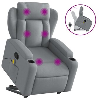 Sta-op-massagestoel verstelbaar stof lichtgrijs 2