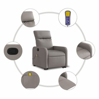 Sta-op-massagestoel verstelbaar stof taupe 8