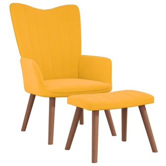 Relaxstoel met voetenbank fluweel mosterdgeel 1
