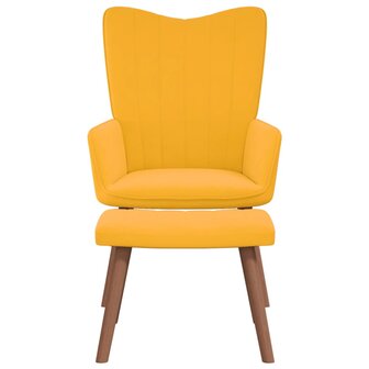 Relaxstoel met voetenbank fluweel mosterdgeel 2