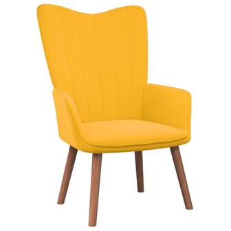 Relaxstoel met voetenbank fluweel mosterdgeel 5