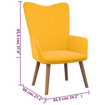 Relaxstoel met voetenbank fluweel mosterdgeel 11