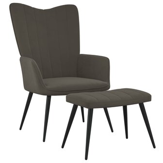 Relaxstoel met voetenbank fluweel donkergrijs 1