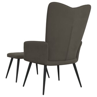 Relaxstoel met voetenbank fluweel donkergrijs 4