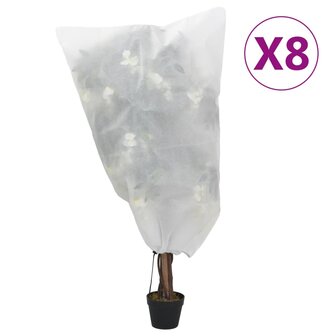Plantenhoezen met trekkoord 8 st 70 g/m&sup2; 0,8x1,2 m 1