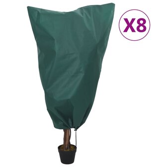 Plantenhoezen met trekkoord 8 st 70 g/m&sup2; 0,8x0,8 m 1
