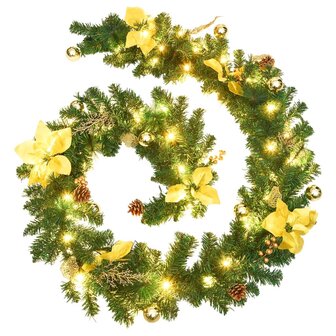 Kerstslinger met LED-lampjes 2,7 m PVC groen 2