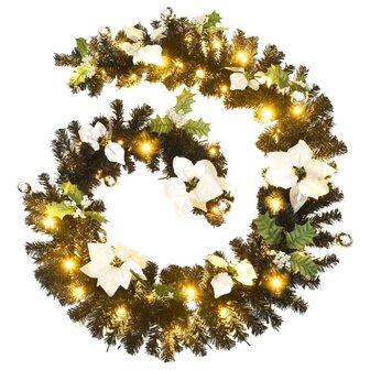 Kerstslinger met LED-lampjes 2,7 m PVC zwart 2