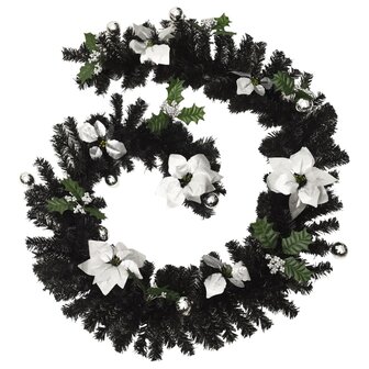 Kerstslinger met LED-lampjes 2,7 m PVC zwart 3